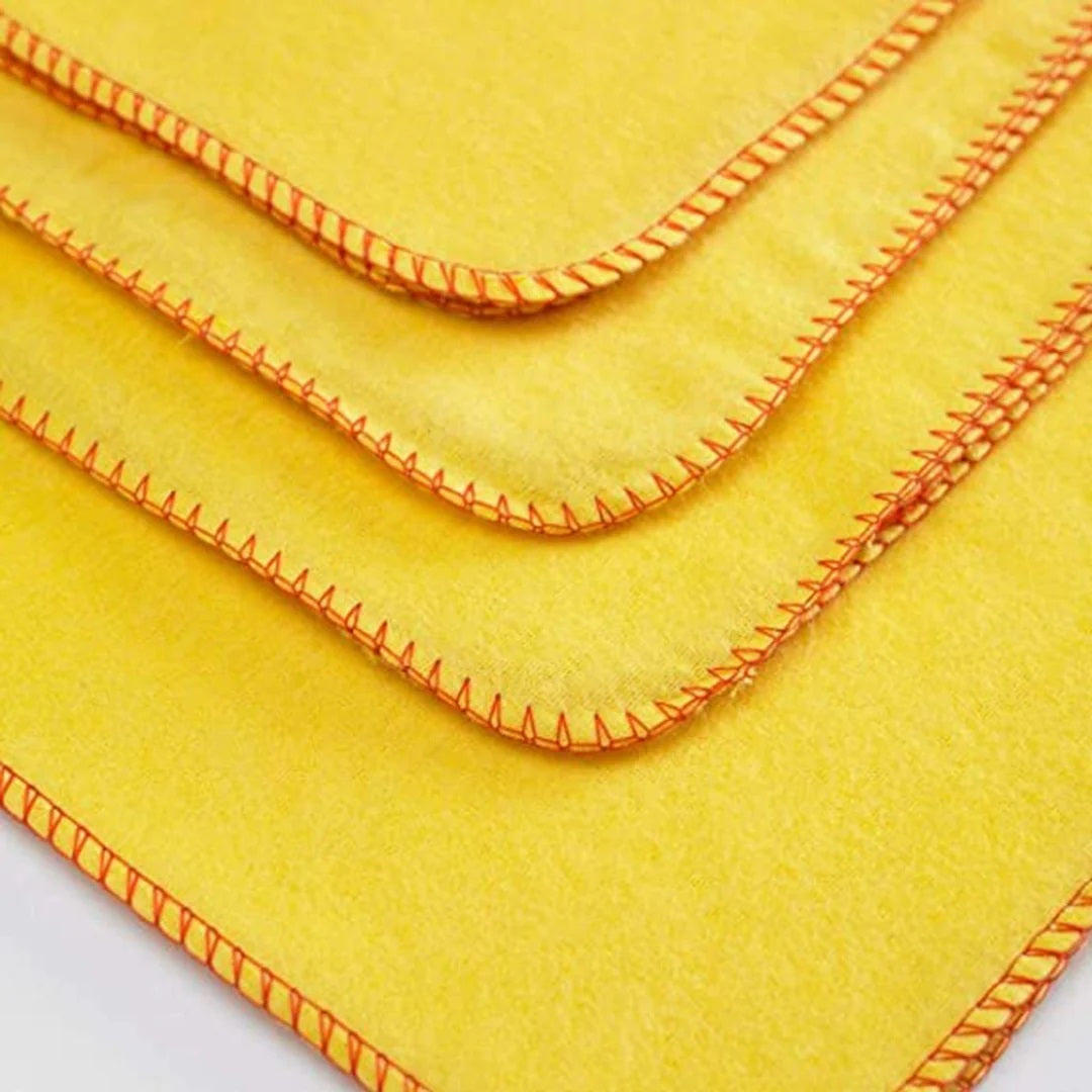 100% Cotton Yellow Dusters | Super Absorbent Lint-Free Reusable Cleaning Cloths 28x31cm I 8 Piece