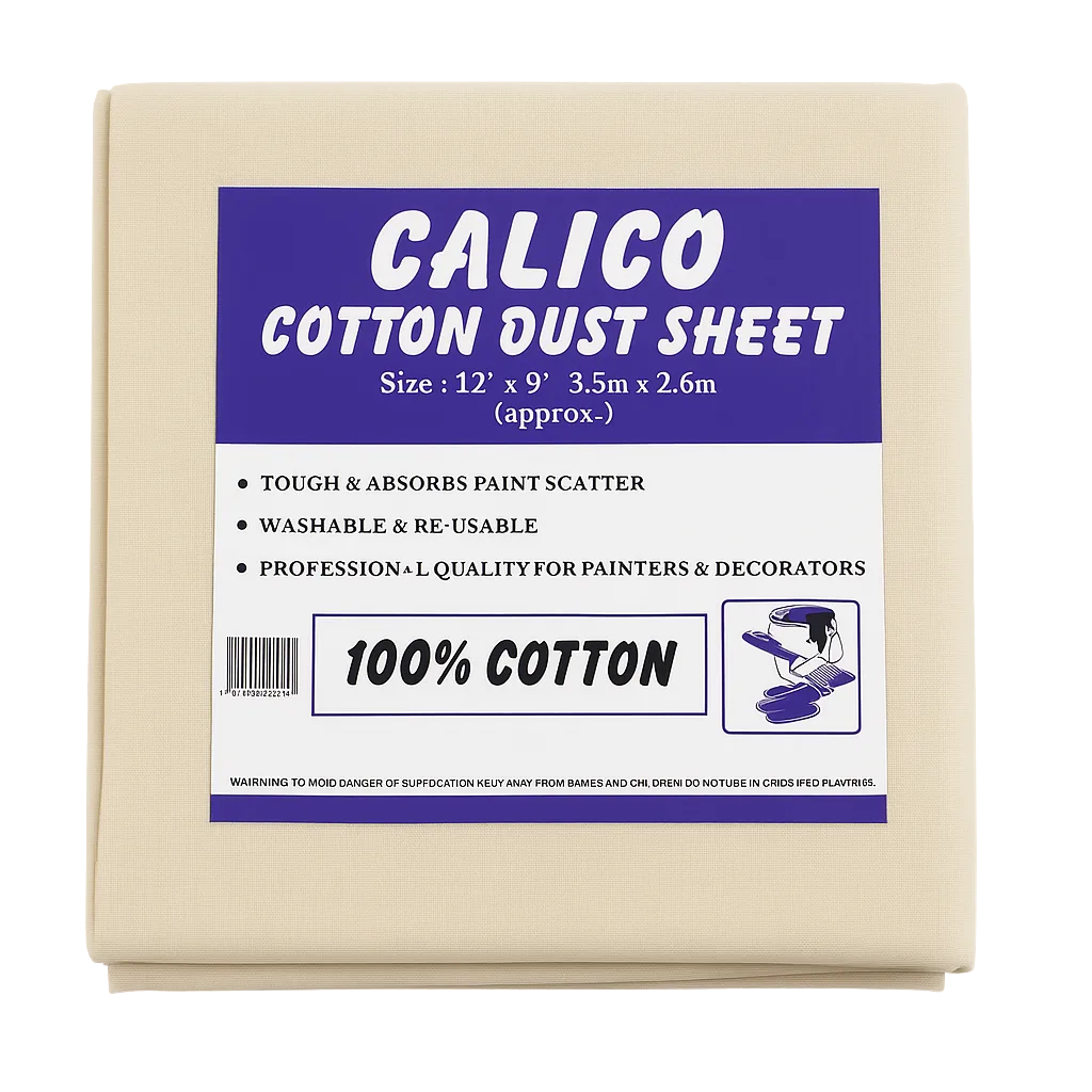 Calico Cotton Dust Sheets: 12' x 9'