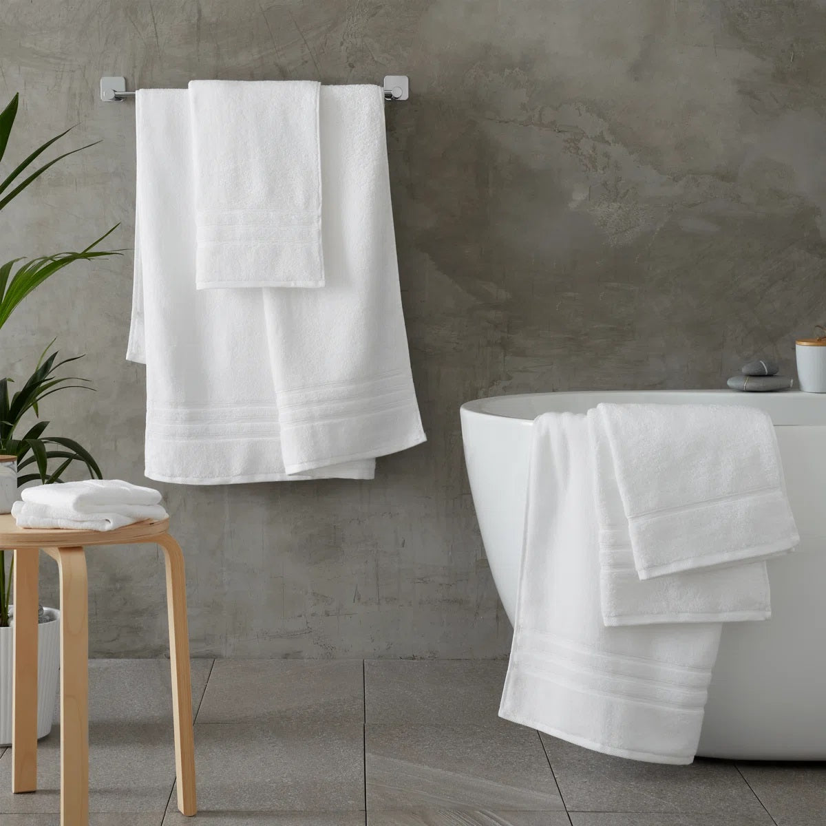 10 Piece White Towel Set | Soft & Absorbent Cotton Towels