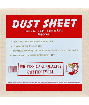 Large cotton dust sheet 12ft x 12ft covering living room furniture