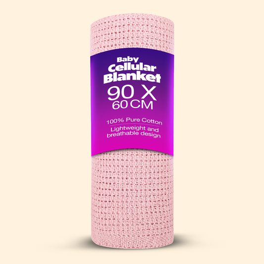 Pink Cellular Blanket 60x90cm | Soft Baby Cotton Blanket