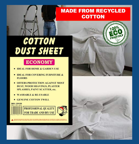 COTTON TWILL DUST SHEETS - 12FT x 6FT  ***MADE FROM RECYCLED COTTON***