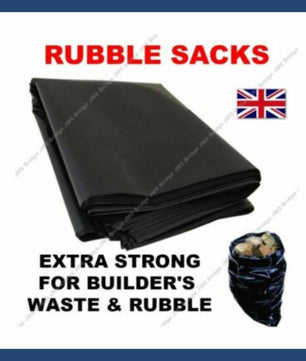 Heavy Duty Plastic Rubble Sacks - Black - JMS Bridge